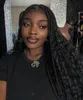 FANCIVIVI 36" Boho Medium Triangle Box Braids with Curls Water Wave Full Lace Braided Wig