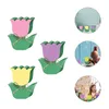 Decorative Flowers 3pcs Basket Flower Tiered Tray Decor Wooden Tulips Table Ornament Cutout Craft Ornaments For Home Eggs Farmhouse