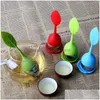 Coffee Tea Tools Creative Teapot Strainers Sile Spoon Infuser With Food Grade Leaves Shape Stainless Steel Infusers Strainer Filte Dhp2Z