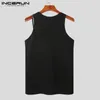 INCERUN Men Tank Tops Sleeveless Hollow Out Sexy Stylish Solid Vests Skinny Thin Tops Streetwear Summer Men Clothing 5XL 7 240410