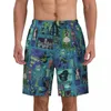 Męskie szorty Halloween Haunted Mansion House Madame Boardshorts Men Szybkie suche płycie Prowinki