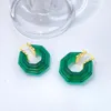 Dangle Earrings 2024 European Runway Famous Designer Brand Geometric Acrylic Transparent Green Women Jewelry Bijoux Trend Goth Boho