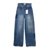 Designer jeans man lila varumärke byxor lös med mörkblå denim bred ben rak stekt stekt gata trend mode ny tunt daglig slitage nouveau flash street