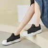 Casual Shoes Fashion 2024 Spring And Summer Shell Elastic Flat White Women's Show Feet Small Thick Bottom Soluble Sneakers