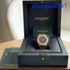 Regarder de bracelet AP fantaisie Royal Oak Series 26715or Disc bleu 18K Rose Gold Business Automatique mécanique Unisexe Watch avec date et fonction de chronométrage montre