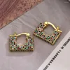 Dangle Earrings Cmoonry 2024 Fashion Square Shape Hoop For Women Shiny White/Colourful CZ Zircon Inlay Party Jewelry