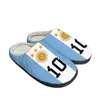 Slippers Internacional Soccer Football Miami No 10 Argentina Home Cotton Mens Womens Plush Bedroom Indoor Customized Shoe