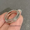 High End designer rings for vancleff Ring Pure Silver Narrow Plate Kaleidoscope Clover Index Finger Couple Ring Female Full Diamond Lucky Personality Tail Ring 1to1