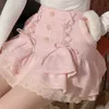 Japonais lolita kawaii vêtements rose mini jupe avec short en dentelle haute