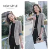 Frauenanzüge Blazer Plaid Frauen Arbeit Büro Ladies Langarm Spring Frühling Casual Blazer Fashion Business Jacke