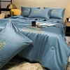 Washed Summer Cool Quilt Ice Silk AirConditioning Single Double Thin Blanket Bedding Queen Size NO Pillowcase Sheet 240417