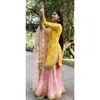 Vêtements ethniques Designer Palazzo traditionnel Sharara Elemy Dupatta Cousued Suit