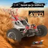 Modelo Diecast Cars Wltoys 144001 1 14 RC Racing Car 65km/H 2.4g Controle remoto Remoto de alta velocidade de deriva off-road Absorção de choque adulto menino brinquedo para crianças J240417