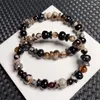 Bracelets de liaison Naturel Black Flower Agate Money Sac Bracelet Crystal Reiki Healing Stone Fashion Bijoux Gift Gift for Women 1PCS