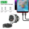 New 12V/24V USB Charger Socket PD3.0 & QC3.0 Type-c Ports Waterproof with LED Touch Switch 115W Fast Charging Car Moto Adapter