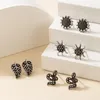 Kolczyki Dangle Huatang 4Pair/Set Vintage Snake Liść Little Stud For Women Boho Silver Color Sun Mała urocza biżuteria