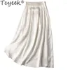 Юбки 28 мм шелк шелк для женщины весна летняя одежда Женская элегантная 50% настоящая длинная юбка белая