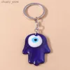 Keychains Lanyards Böhmen Trkiye Lucky Evil Eye Key Kette Hamsa Handschlüssel Ring Herren Schlüsselinhaber Beutel Anhänger Charm Schmuckzubehör Y240417