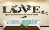 3D Leaf Love Wall Stickers Lekare Art Citat Sticker för vardagsrum sovrum akryl väggmålning väggdekal avtagbar konst heminredning2545819