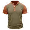 Esportes ao ar livre masculino Henley camisa masculina de manga curta de camiseta de camiseta de pescoço Top de camiseta