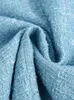 Elegante Mulheres Blue Tweed Blazer Coat Jaqueta de primavera Conjunto de caldas de cintura alta Mini -saia para o escritório Roupas de senhora