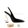 Designer Sandals Luxury Womens High Heels Golden Gold Bottoms Pumps Slides Lady Patent Leather Party Wedding Suede Classics Slingback With Box Slippers Black Shoes