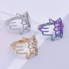 Cluster Rings 10PCS Stainless Steel Lotus Hamsa Hand Ring Women Amulet Of Fatima Finger Vintage Jewelry Birthday Gift For Friends