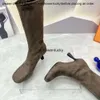 New Knee H High Suede Boots Women Round Toe Thin Heel Chelsea Boots Sexy Luxury Slim Fashion Week Long Boots