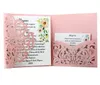 Wedding Invitations Classic Fall Magenta Shades Of Purple Floral Pocket Laser Cut Invitations With Envelope 148X148mm