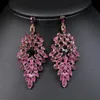 Rhinestone Bride Jewelry Set for Women Luxury Purple Necklace Earrings Set Wedding Dress Costory Accessories 240401