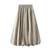 Skirts Summer High Waist Slim Flower Bun Female Lantern Loose Skirt Korean Fashion Midi Long A- Line For Women