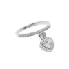 Klusterringar 2024 Kvinnor Silverpläterade Crystal CZ Bling Sparking Valentine Girlfriend Love Heart Shaped Ring Bridal Wedding Jewelry