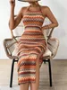 2024 Nowa moda damska sukienka z wiejskim wisząca szyja średnia długość swobodna wysoka sprężyna i styl jesienny 240415