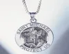 Pendanthalsband Round Angel St Michael Medallion Halsband St Christopher Sliver Gold Color Cuban Curb Chain2366431