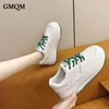 Casual Shoes GMQM Fashion Women Sneakers Genuine Leather Platform Running Flats Breathable Lace-Up Footwear College Student