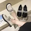 Casual Shoes Women's Patent Leather Rhinestone Diamond Loafer British Style Thick-Soled Slip-On Fashion Female Pumps