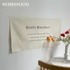 Table Napkin 50x100cm Polyester Fiber Happy Birthday Retro Hanging Cloth Background Pography Props Wall Decoration