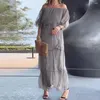 Lässige Kleider Beach Party Kleid elegant von Schulter Maxi mit Rüschensaum Plisel Chiffon für Abschlussball oder Sommerveranstaltungen Frauen