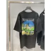 Spring/summer High Edition B Home Paris Castle Large Print Pullover Round Neck Loose Unisex T-shirt Short Sleeve