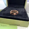 High-End-Designerringe für Vancleff Vier-Blatt Clover Kaleidoscope Schmale Version Ring Womens V Gold Dicke plattiert 18k Roségold Mode Original 1 To1 mit Logo und Box