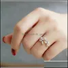 Cluster ringen Japan Koreaanse trendy real 925 Sterling Sier Handmade Olive Leaf CZ Zirkon Vrouw Resiseerbare Opening Giftcl Drop Delivery J Otbsb