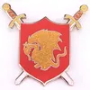 Brooches Pendragon Shield Excaliibur Enamel Pin Merlin Camelot Badge Glitter Brooch Jewelry Decora