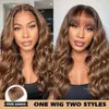 30 inch Hoogtepunt Ombre 13x6 Body Wave Frontat met een pony 220% gekleurde Braziliaanse 13x4 HD Lace Front Human Hair Pruik voor vrouwen