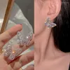 Boucles d'oreilles à goujon matériaux creux de haute qualité accessoires de boucle d'oreille papillon zircon pour femmes zircon