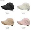 Visare Summer Fashion Korean Women Empty Top Sun Hat Foldbar Justerbar utomhusstrandhink Hat UV Protection Fisherman Pononyil Caps Y240417