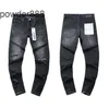 Paarse merk jeans niche high street zwart geperforeerde ontwerp dikke kerel rechte been broek