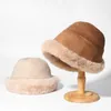 Vinter Y2K Suede Plush Windproect Warmthated Fishermanns Hat Women Round Top Pot Hat Unisex Mongolian Hat Cold Resistant 240412