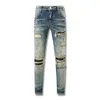 Heren jeans American Style High Street Distressed Washed Small Foot Patch bedelaar jeans