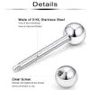 2 stks 14g 16G roestvrij staal extern schroefdraad met pa tong tepelscherm barbell ringstang body piercing sieraden houder 16 mm 240407