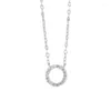 المعلقات S925 Sterling Silver Circle Necklace Diamond Necklace تصميم صغير بسيط ومتعدد الاستخدام